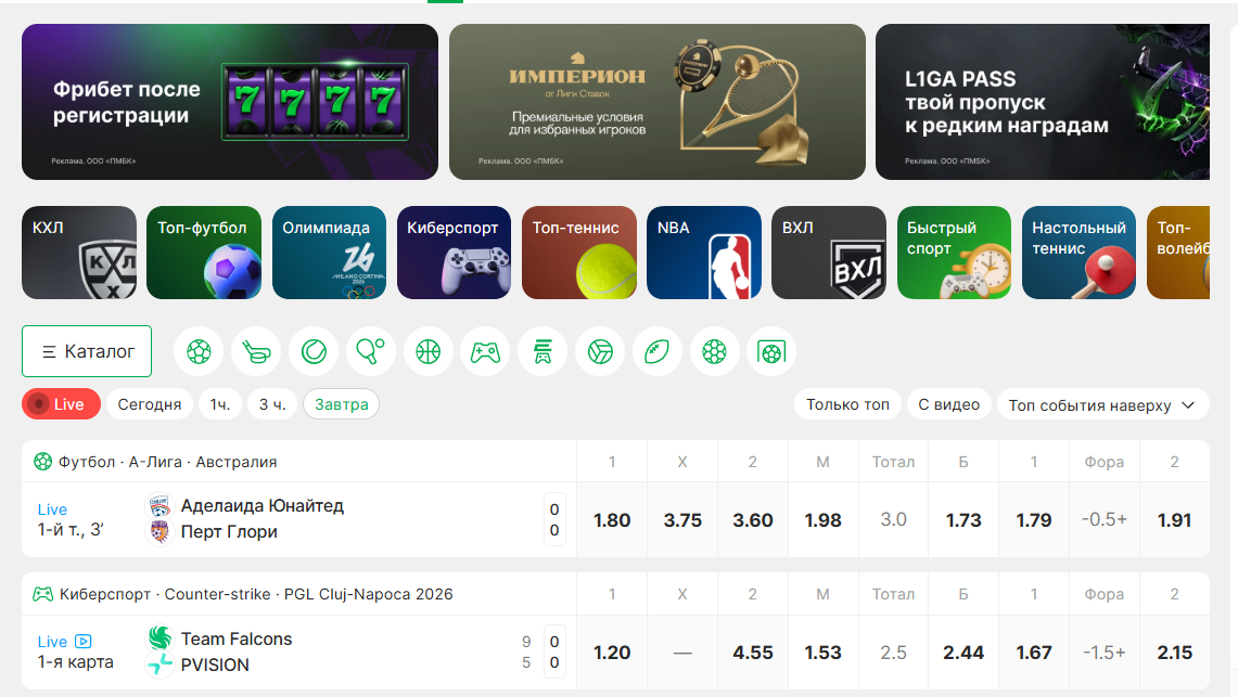 ставки лайв