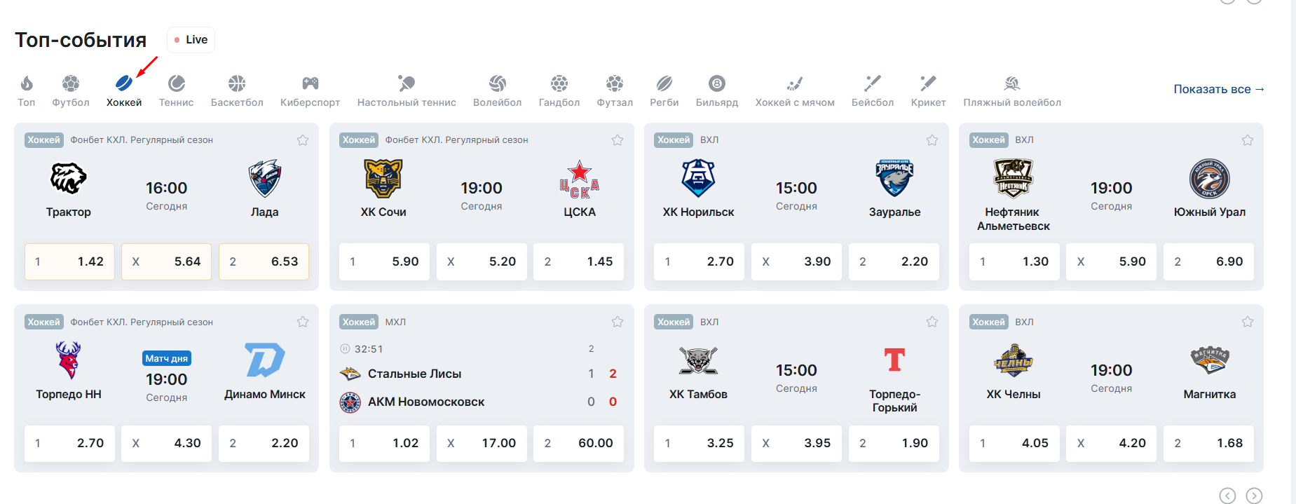 ставки на хоккей