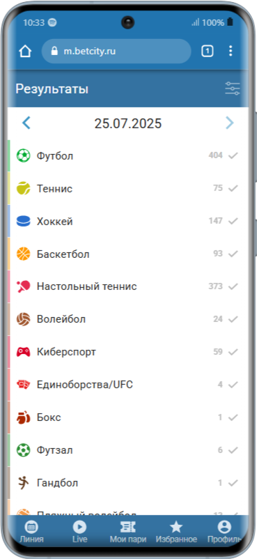 Текстовые результаты Бетсити