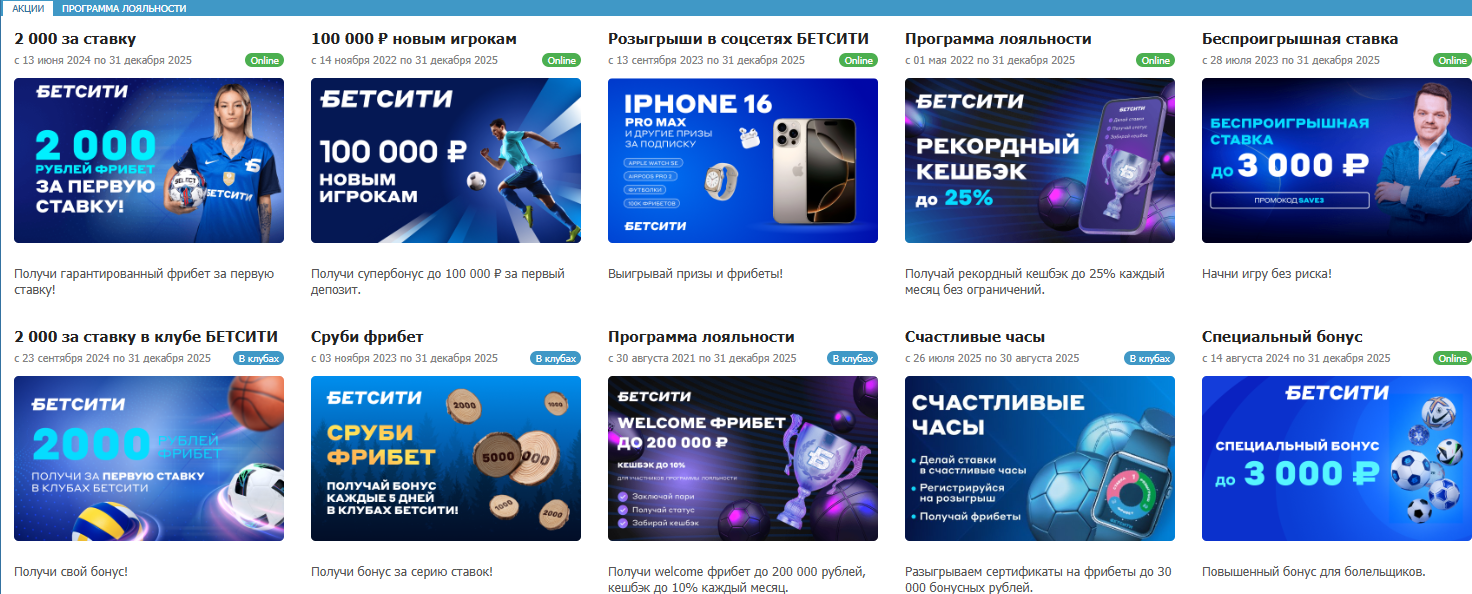 актуальные бонусы Бетсити