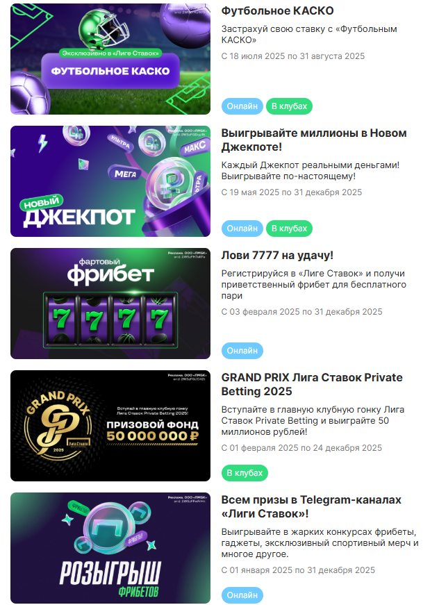 актуальные бонусы Лига Ставок