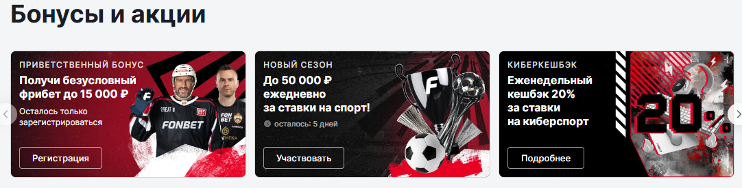 актуальные бонусы Фонбет