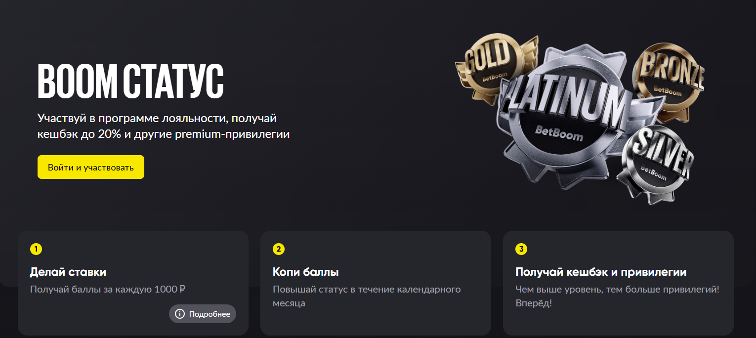 Программа лояльности Бетбум - кэшбэк до 20%