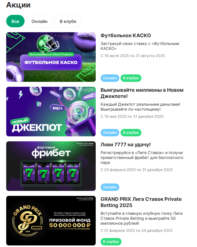 актуальные бонусы Лига Ставок