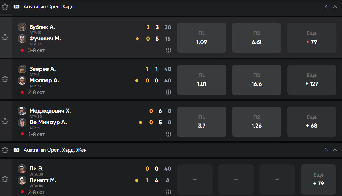 поставить на теннис БетБум