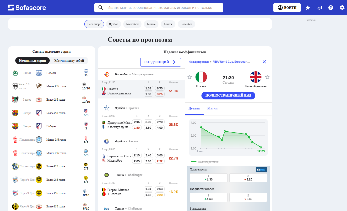 Поиск матчей с прогрузами