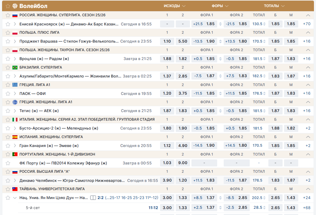 ставки на волейбол