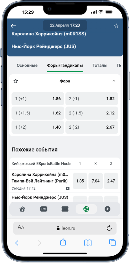 Фора 2 и -2 в ставках в хоккее