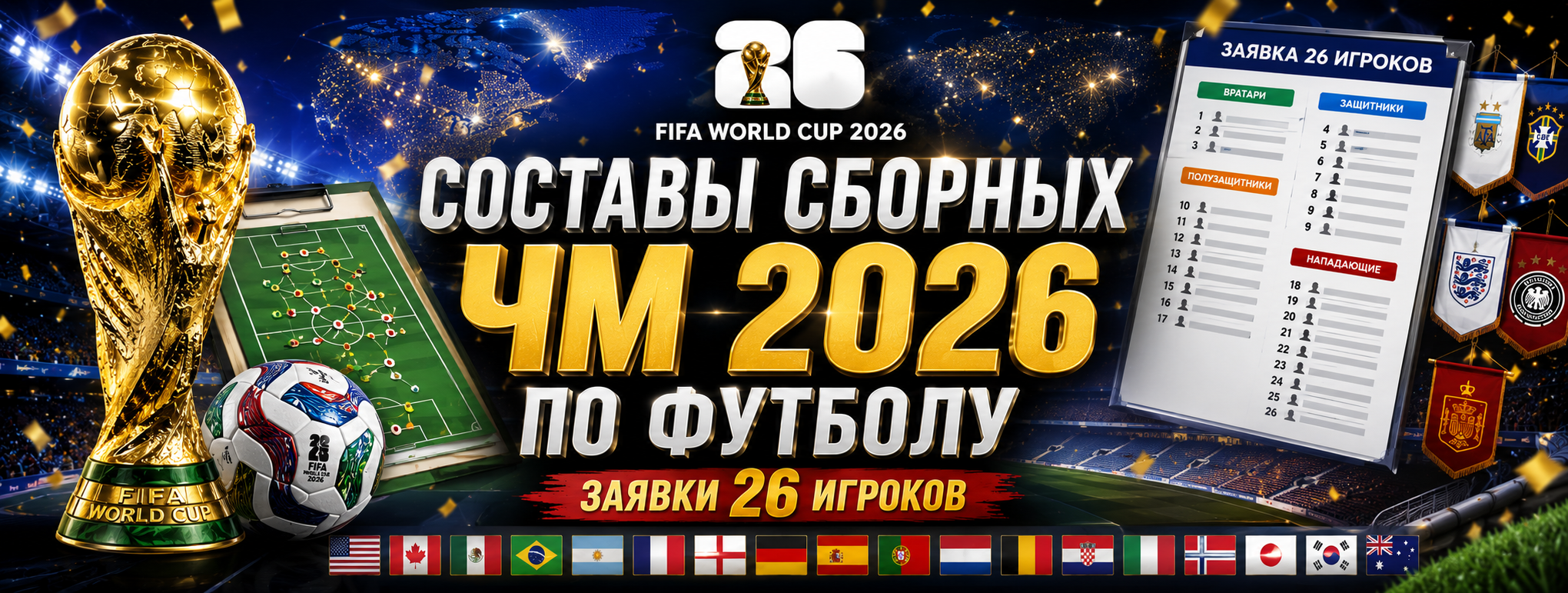 Составы сборных ЧМ 2026 по футболу – заявки 26 игроков