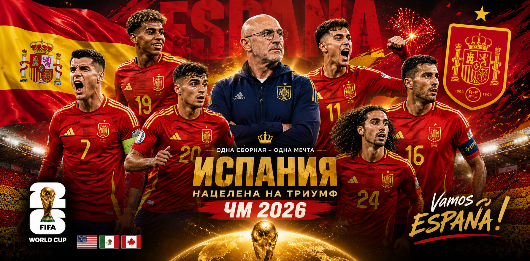 Сборная Испании главный фаворит ЧМ 2026 по футболу