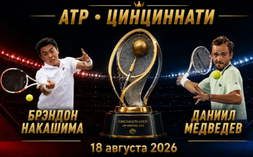 Брэндон Накашима — Даниил Медведев прогноз на матч ATP Цинциннати 18 августа 2026 года