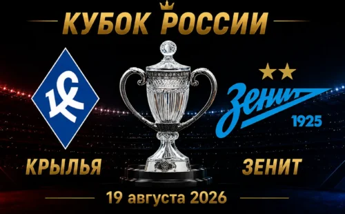 Крылья Советов — Зенит прогноз на матч Кубка России 19 августа 2026 года