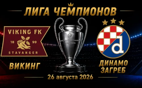 Викинг — Динамо Загреб прогноз на Лигу чемпионов 26 августа 2026 года