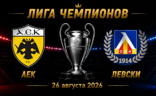 АЕК Афины — Левски прогноз на матч плей-офф Лиги чемпионов 26 августа 2026 года