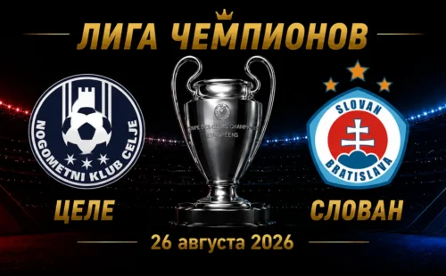 Целе — Слован прогноз на матч плей-офф Лиги чемпионов 26 августа 2026 года