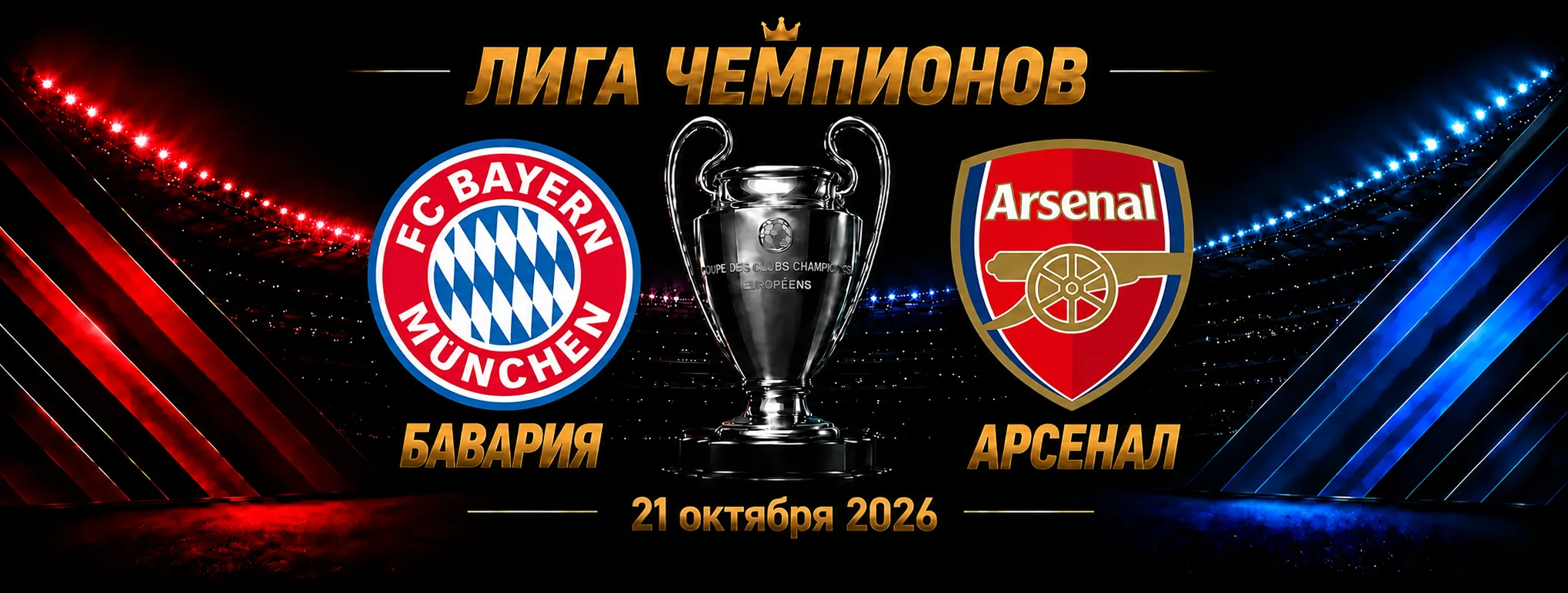 Бавария — Арсенал прогноз на матч Лиги чемпионов 21 октября 2026 года